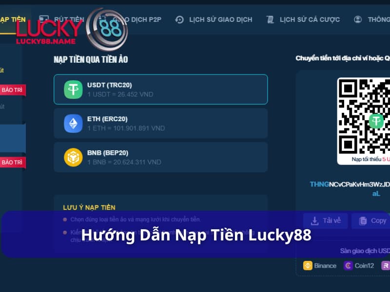 Hướng dẫn nạp tiền Lucky88